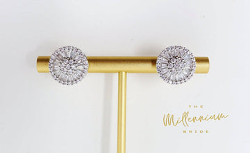 Swarovski Crystal Floral Circle stud Earrings, Bridal Jewelry, Bridal Stud Earrings, Crystal Bridal Earrings, Statement Earrings Cz